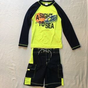 Swim trunks and long sleeve rashguard set 🌊